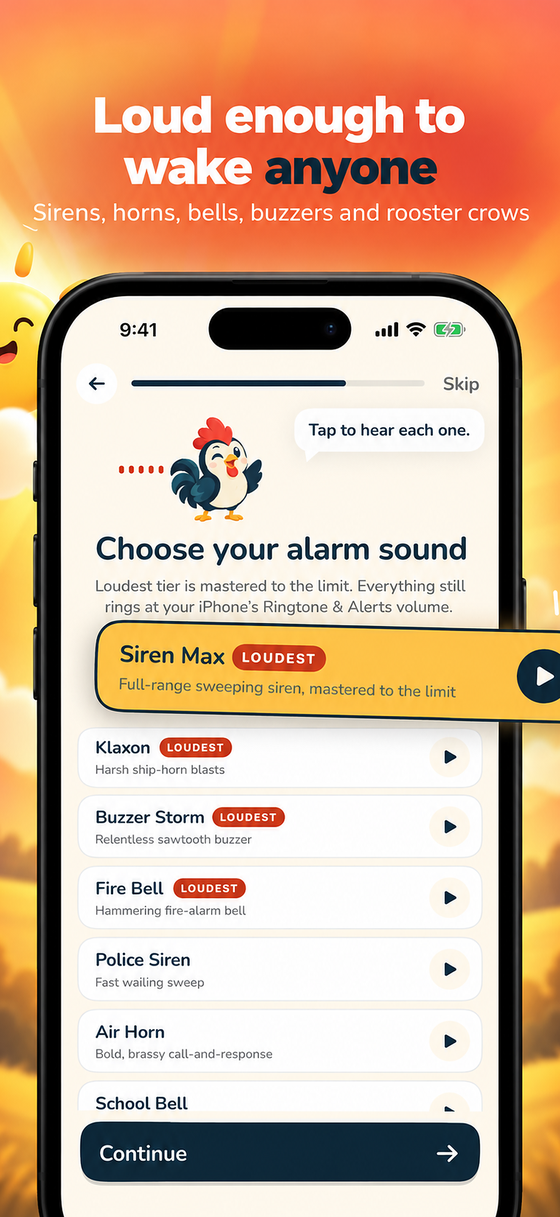Loud alarm sounds, sirens and horns