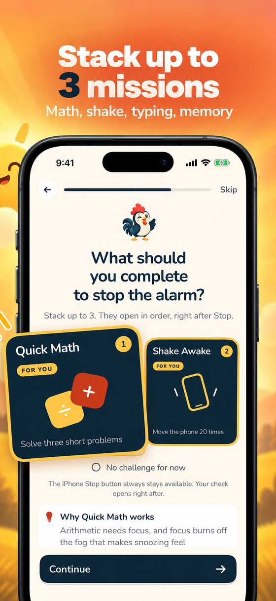 Stack up to three wake-up missions